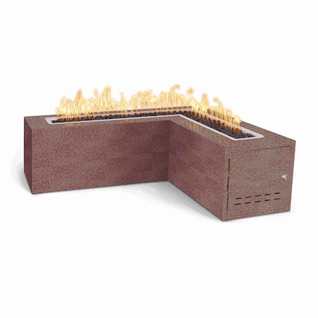 The Outdoor Plus 72 L-Shaped Whitney Fire Table - Powder Coated Metal - Copper Vein - Match Lit - Natural Gas OPT-WHTPC72-CPV-NG